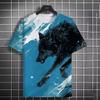 2024 Лето Новая мужская летняя повседневная футболка с 3D-принтом Wolf Fierce Print унисекс короткая рубашка