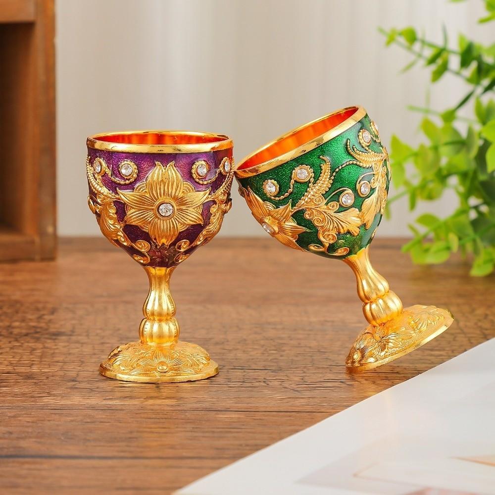 Rhinestone Embossed Metal Chalice Goblet Flower Vodka Champagne Liqueur Cup Wedding