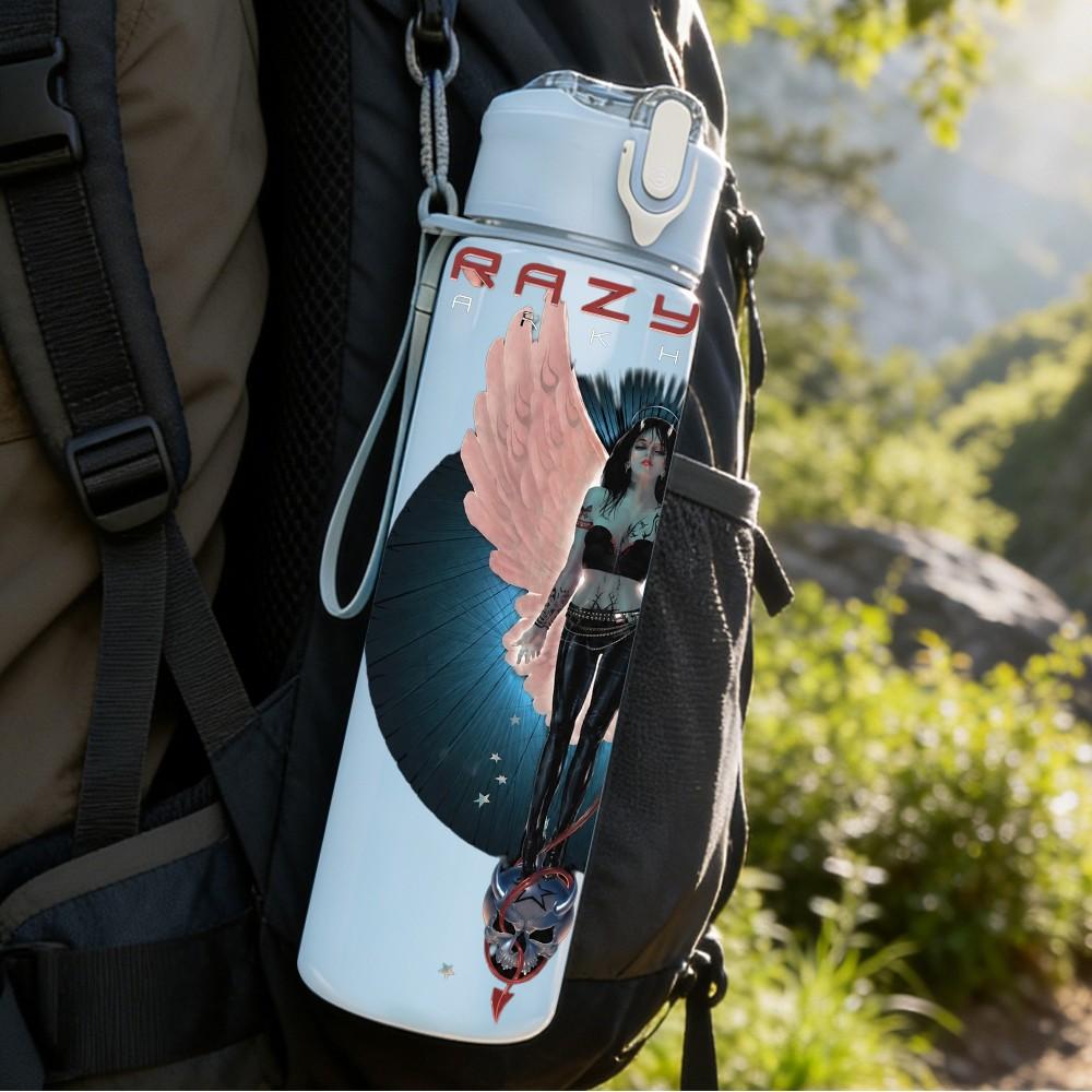 1PC Colorful Figure 750ml sports water bottle leakproof straw lid outdoor office home