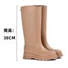 Новые высокие резиновые сапоги женские нескользящие водонепроницаемые сапоги средней высоты на флисе теплые резиновые сапоги на супертолстой подошве высокие резиновые сапоги женские