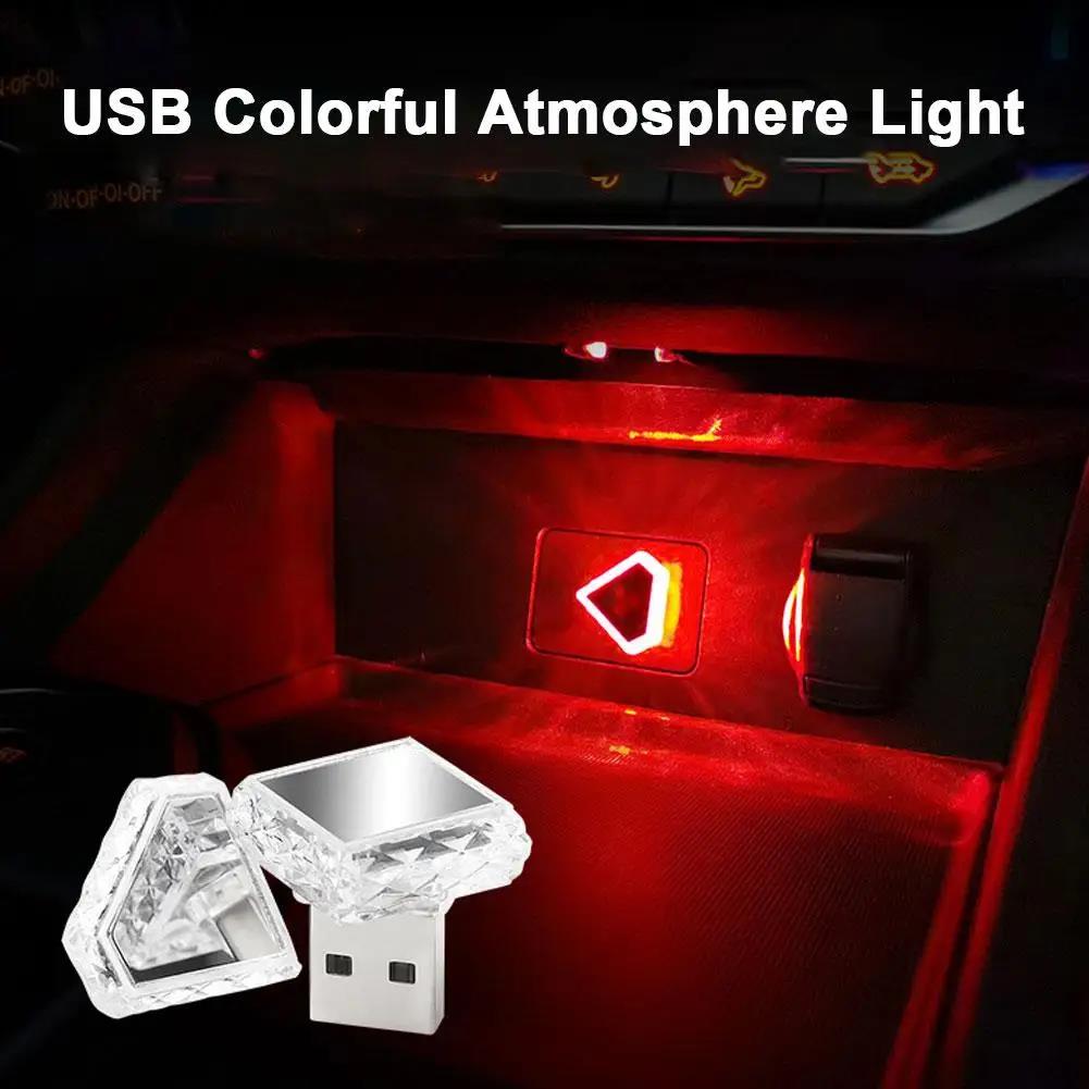 Multicolor USB/Type-C Car Ambient Lighting LED Interior Atmosphere Lights for Car Interior Decoration Easy Install Dome Lights 6