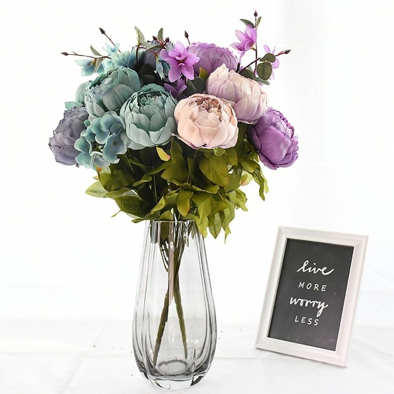 1 букет искусственных пионов чайной розы цветы камелии шелковые искусственные цветы флорес для домашнего сада свадебное украшение своими руками