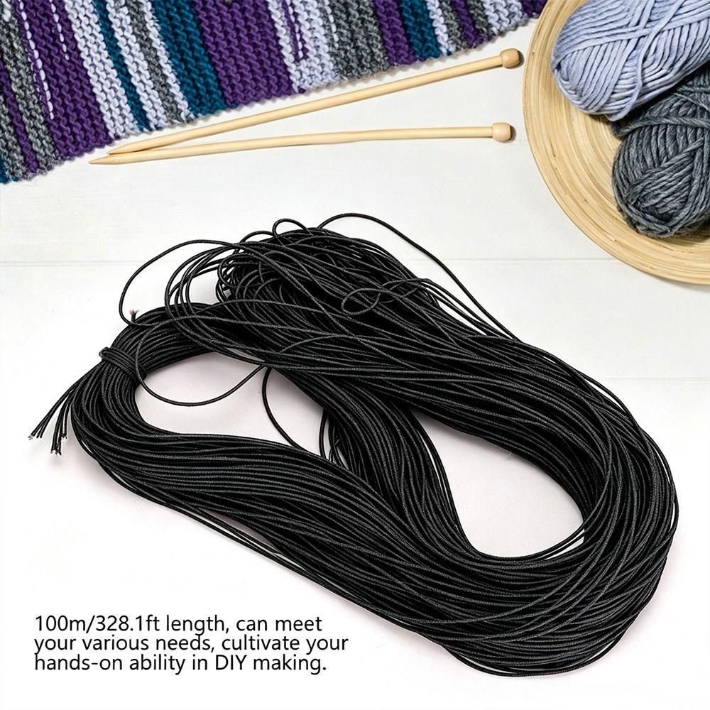 Black Stretchy String Rope 100m Length Waxed Polyester Cord Elastic Beading Cord Bracelet Craft