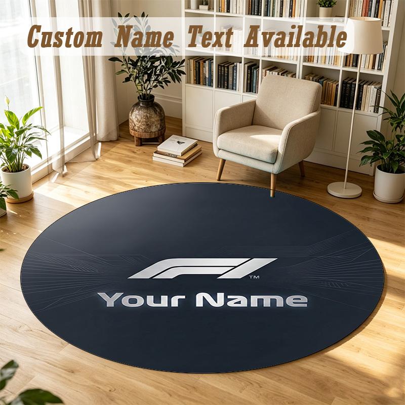 Round Rug Custom NameF1 Pattern Non Slip Carpet Home Floor Decor
