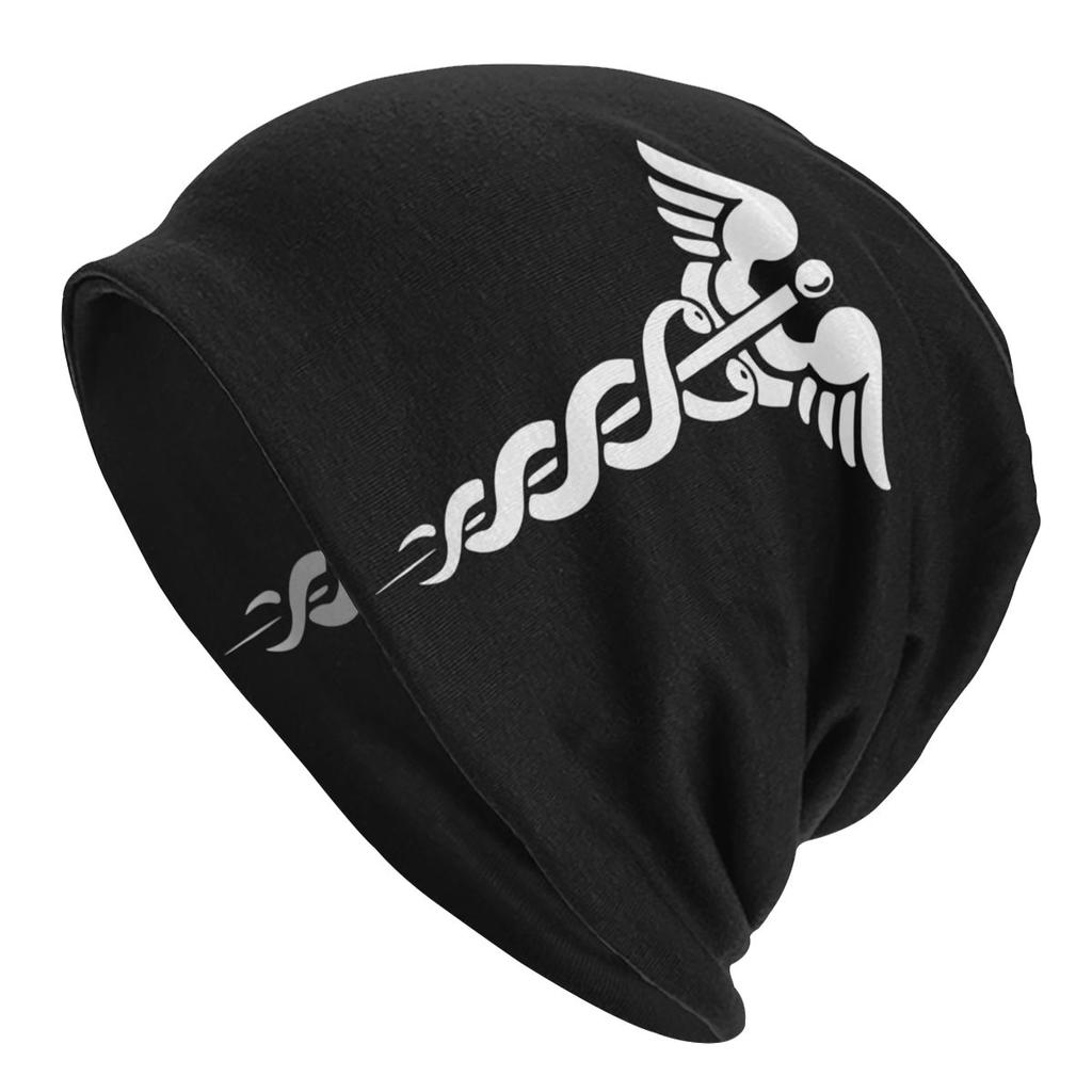 Caduceus Nursing Bonnet Hat Autumn Winter Outdoor Skullies Beanies Hats EMT Star of Life for Unisex Women Knitting HatsDual-use Cap