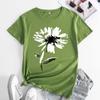 Summer Round Neck Floral Print Top Fashionable Casual Short Sleeved Women's Pure Cotton T-shirt