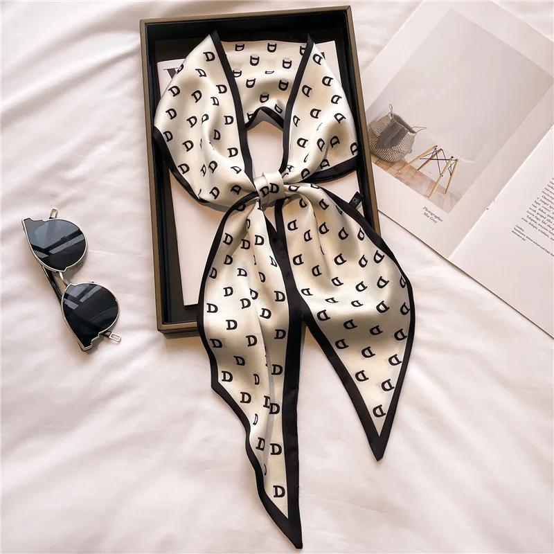 Long Neckerchief Skinny Hair Bands Women Silk Scarfs Fashion Headbands Bag Scarves Print Hairband Neck Scarf For Ladies 14x147cm