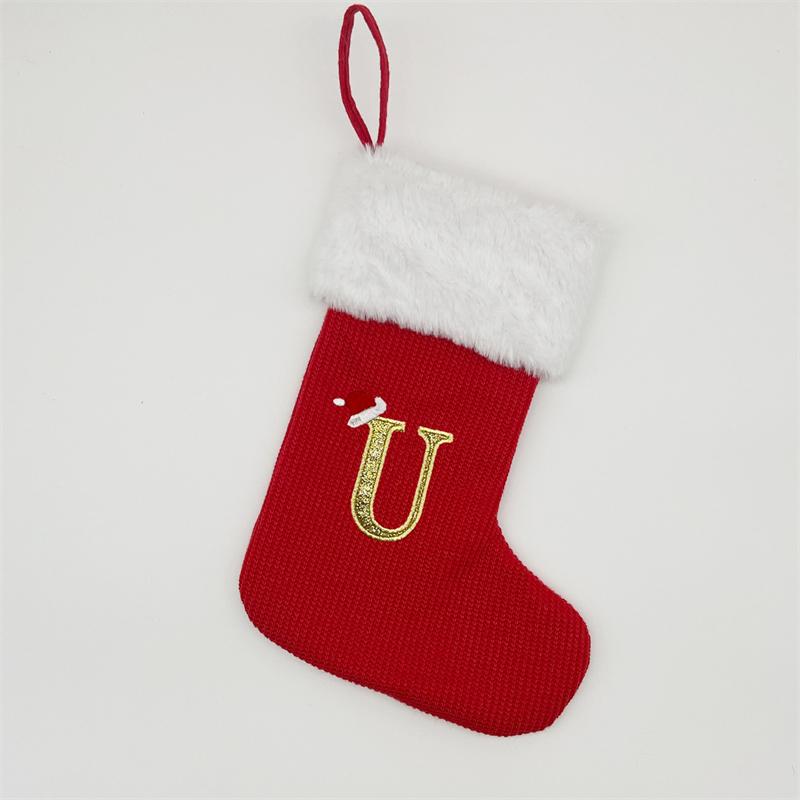 Классический рождественский чулок с красной буквой, вязаный рождественский чулок, праздничный рождественский кулон, украшение