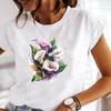 (Asian Size) T Shirt Female Women Tee Top Clothing Casual Flower Trend Lovely 90s Fashion Short Sleeve Print Lady Graphic T-shirts