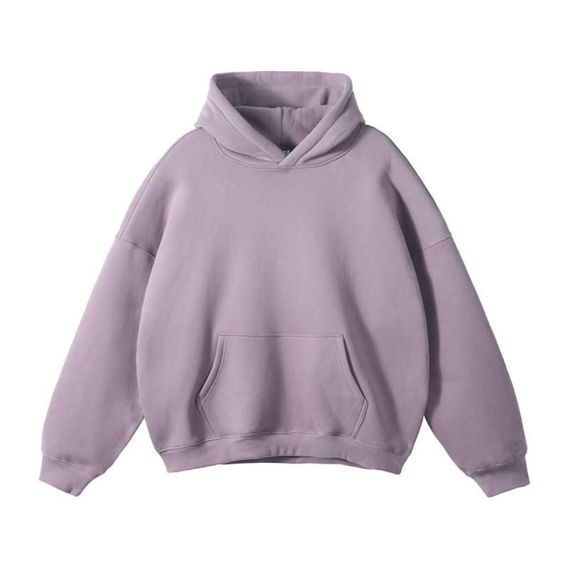 Womens Loose Fitted Hoodie Winter Warm Fleece Pullover Solid Color Drop Shoulder Sweatshirt Teens