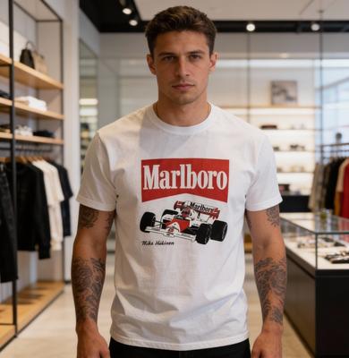 Белая короткая футболка Mclaren Marlboro Никки Лауда Формула 1 Marlboro Унисекс Новая с бирками
