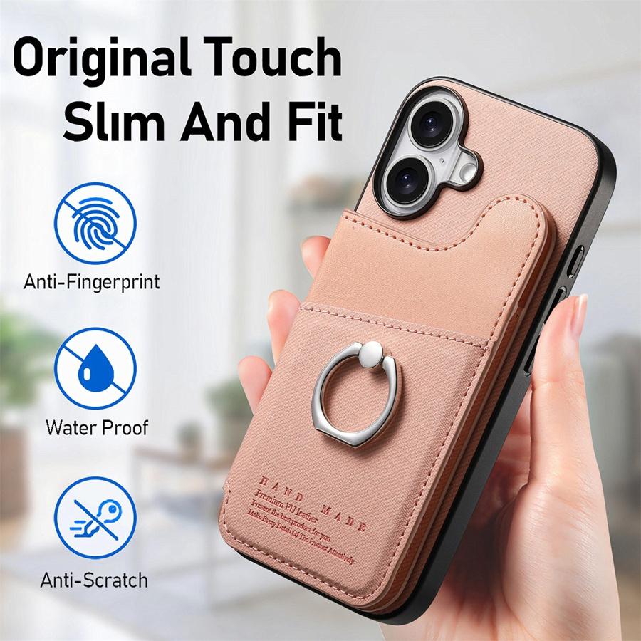 Premium Horizontal Flip Phone Case with RFID Blocking for iPhone 16 Pro Max 16e 15 14 Plus 13 Pro 12 11 XS 360° Rotatable Ring Kickstand Wallet Case