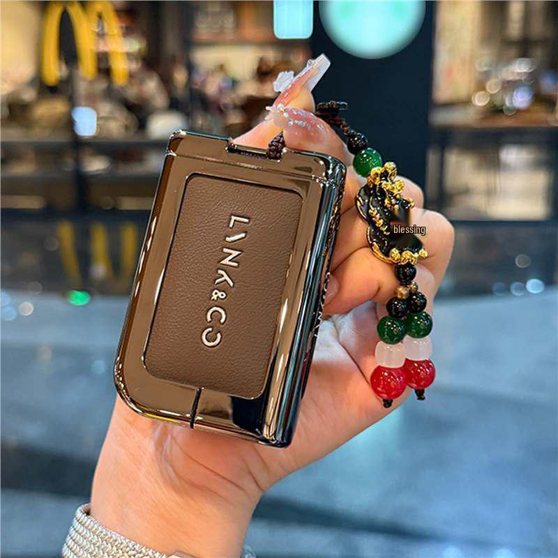 High-End Leather Metal Key Case: Fits Lynk & Co Models 03, 07, 09 - Full Coverage Protection for Remote Key Fob