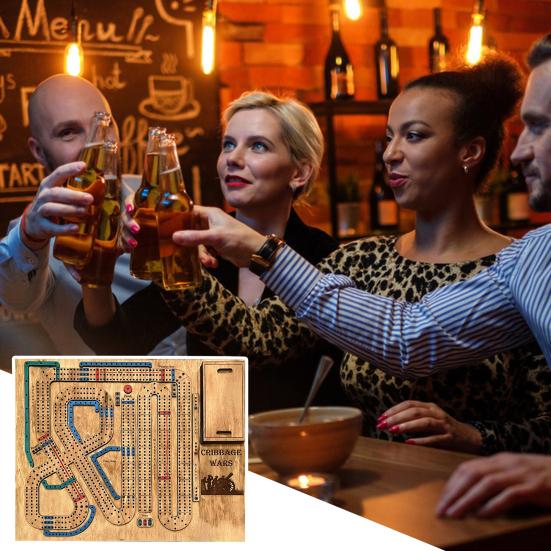 1/2 Sets Cribbage Wars Board Game Kids Adults Family Party Multiplayer Interactive Wooden Plastic Portable Continuous Cribbage Board Game Night