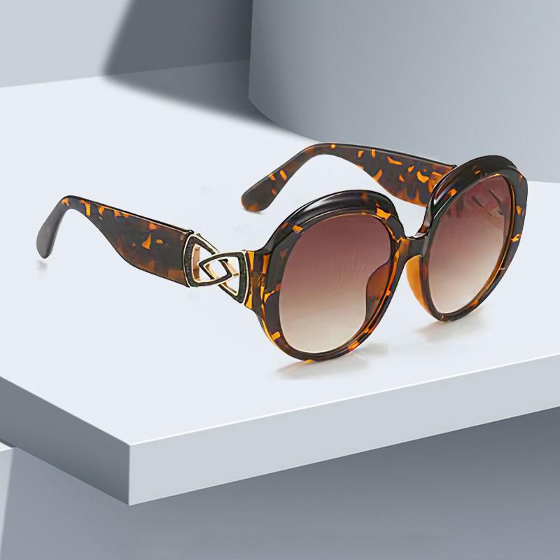 Vintage Sunglasses Women Fashionable Double Round Mirror Design Orange Gradient Chain Glasses Men Women Styles Glasses Women