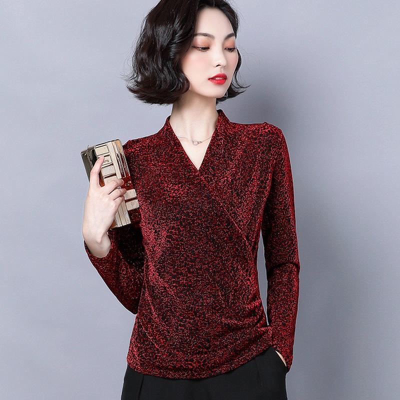 Женская верхняя осенняя новая мода иностранная рубашка с V-образным вырезом и длинными рукавами с леопардовым принтом
