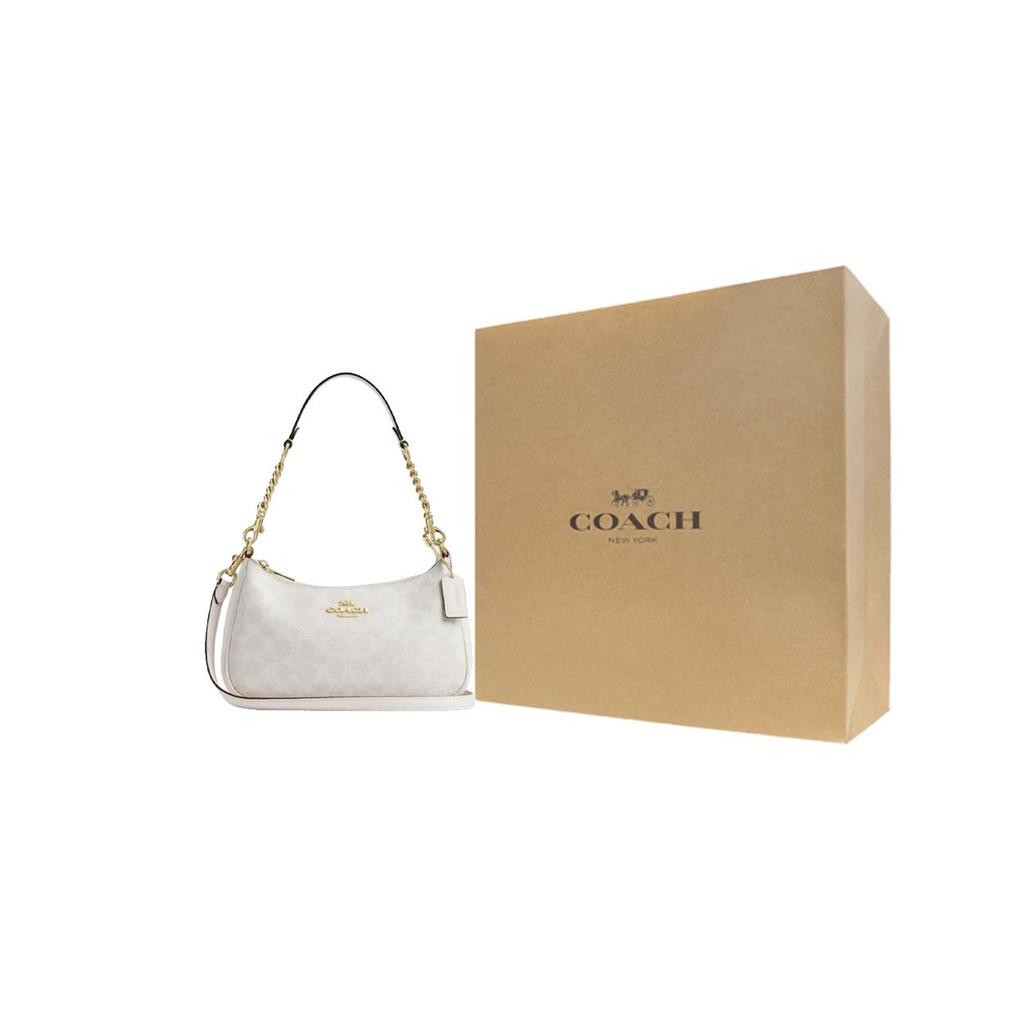 Coach Сумка через плечо Teri 25, средняя, женская, из искусственной кожи, с микрологотипом бренда, съемным плечевым ремнем, цвет Меловой-Белый CV933-IMXU5