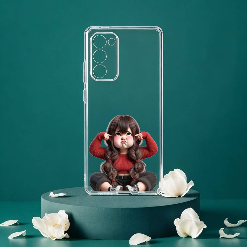 Мультяшный милый чехол для телефона с изображением девочки для Samsung Galaxy S24 S25 S23 S22 S21 Plus S24 S25 Прозрачный чехол