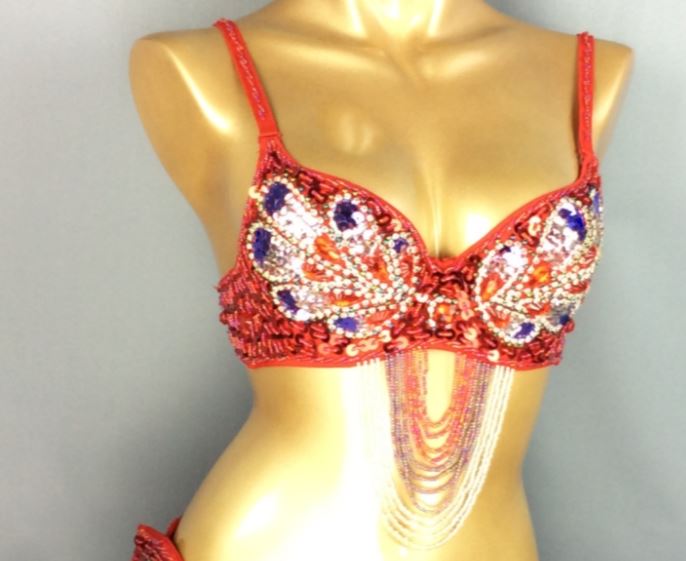 Women Beading Sequins Samba Carnival Belly Dancing Bra Top for Halloween Dance EDC Rave Mardi Gras Night Party Stage Performance