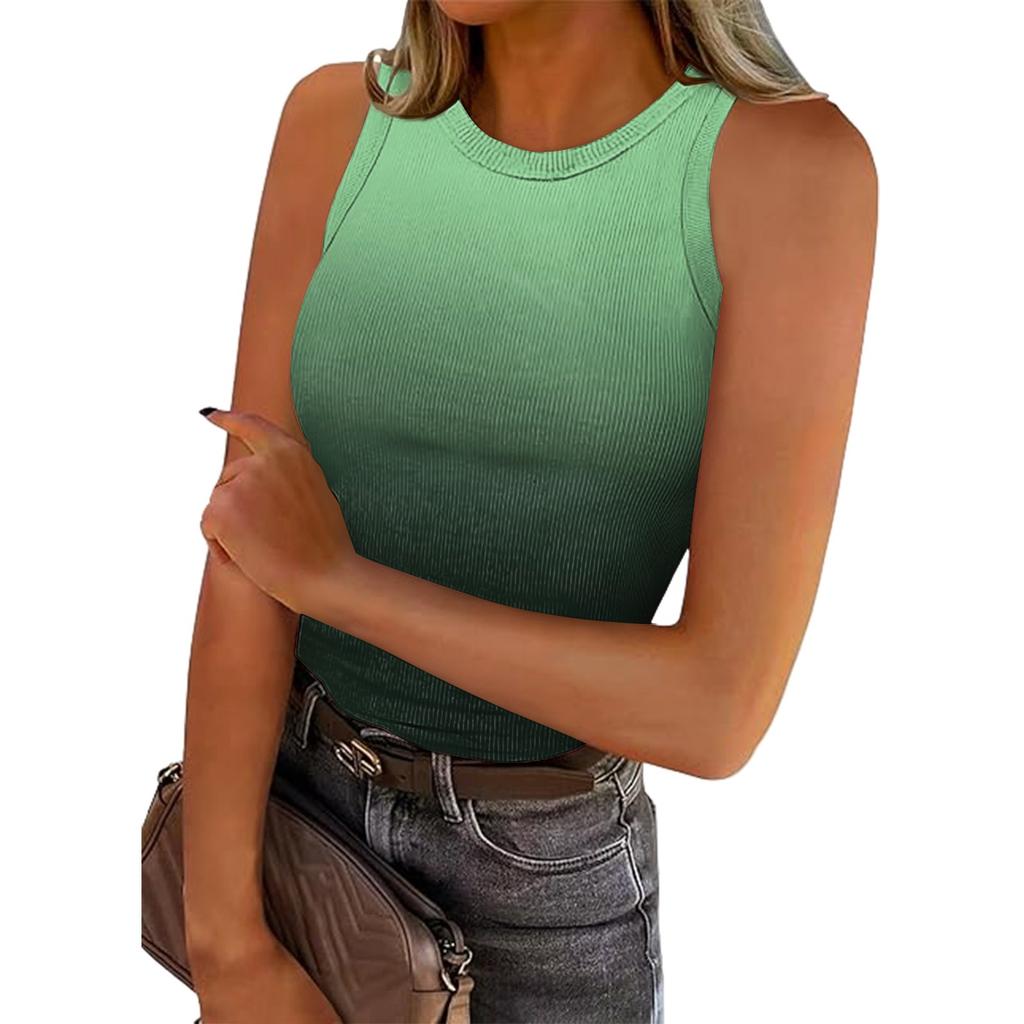 Женская летняя мода повседневная круглая горловина без рукавов облегающий топ-майка