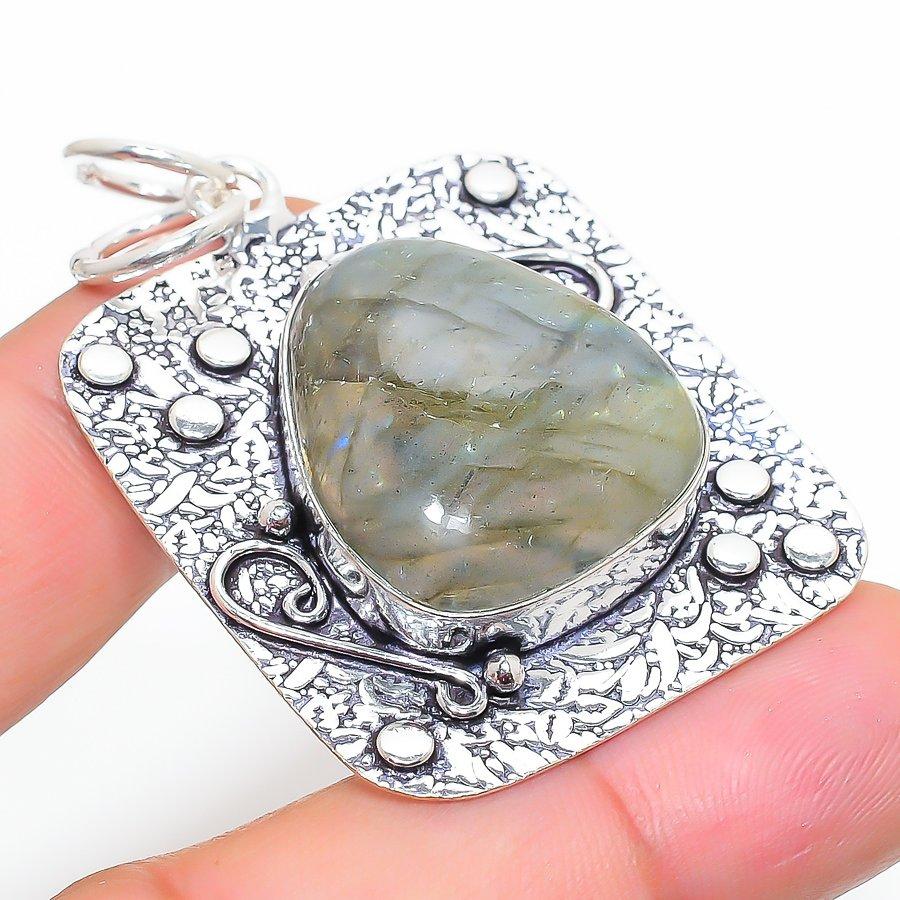 Labradorite Handmade 925 Sterling Silver Jewelry Pendant 1.97" s6F55