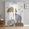 Cute Elephants With Umbrella Sheer Curtains For Bedroom Living Room Tulle Curtains For Kitchen Window Voile Curtains