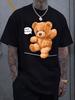 Мужская футболка из роскошного хлопка с коротким рукавом и графическим принтом мультяшного медведя, летняя, унисекс, мужская и женская, повседневная, свободная, модная