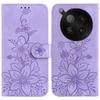 For Infinix Zero 40 4G Stand Case Lily Flower Imprint Leather Phone Cover with Wrist Strap