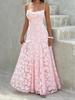 Романтическое розовое жаккардовое вечернее платье без спинки на шнуровке со спагетти-бретелями