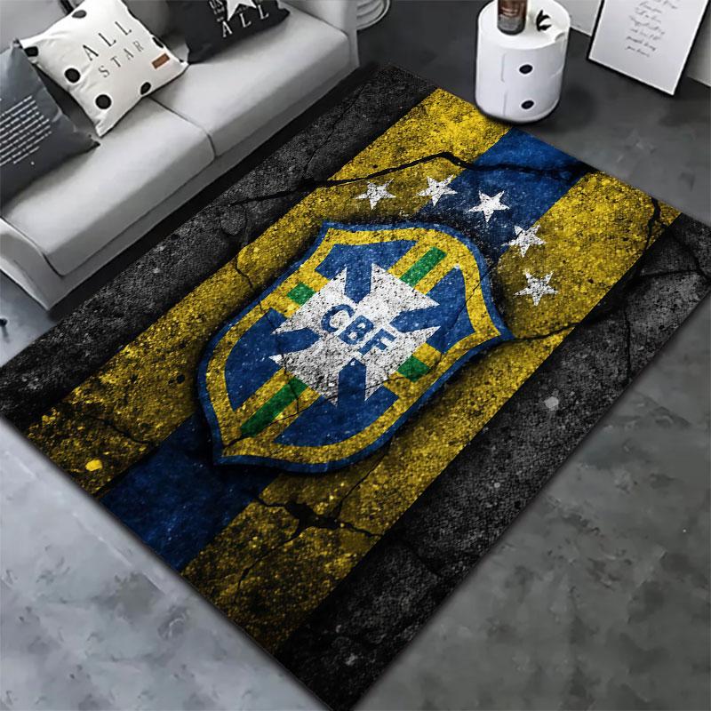 Brazil National Football Team Carpet Rug for Living Room Bedroom Home Sofa Decoration,Kids play Non-slip Floor Mat
