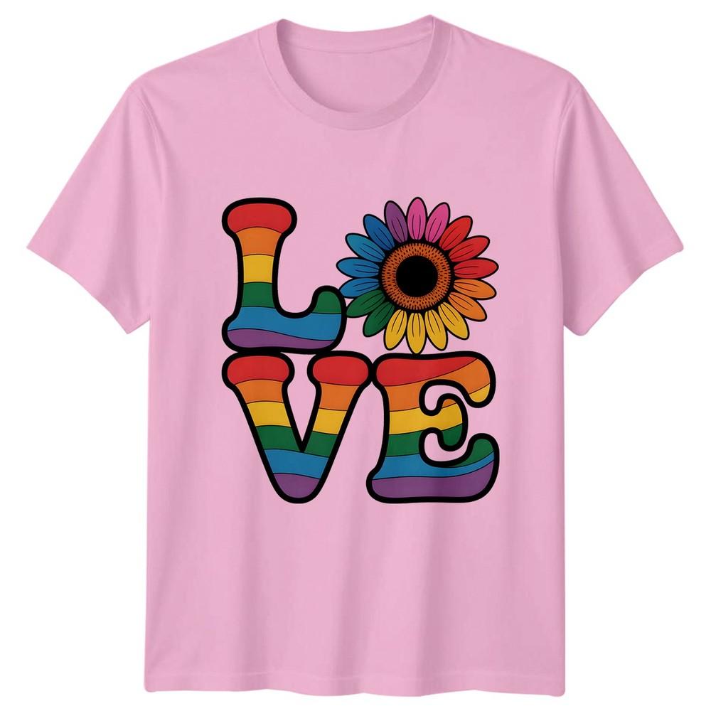 Love Unisexs TShirt Rainbow Sunflower Pride Pride Month Gift For Her