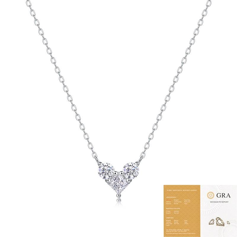 Moissanite Pendant Necklace Women Fashion Light Luxury Clavicle Chain Daily Wear