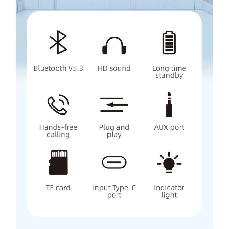 Адаптер приемника Bluetooth 5.3 с разъемами AUX 3,5 мм для автомобильных динамиков, беспроводной аудиоприемник A2DP, поддержка карт TF, автомобильная гарнитура Hands Free