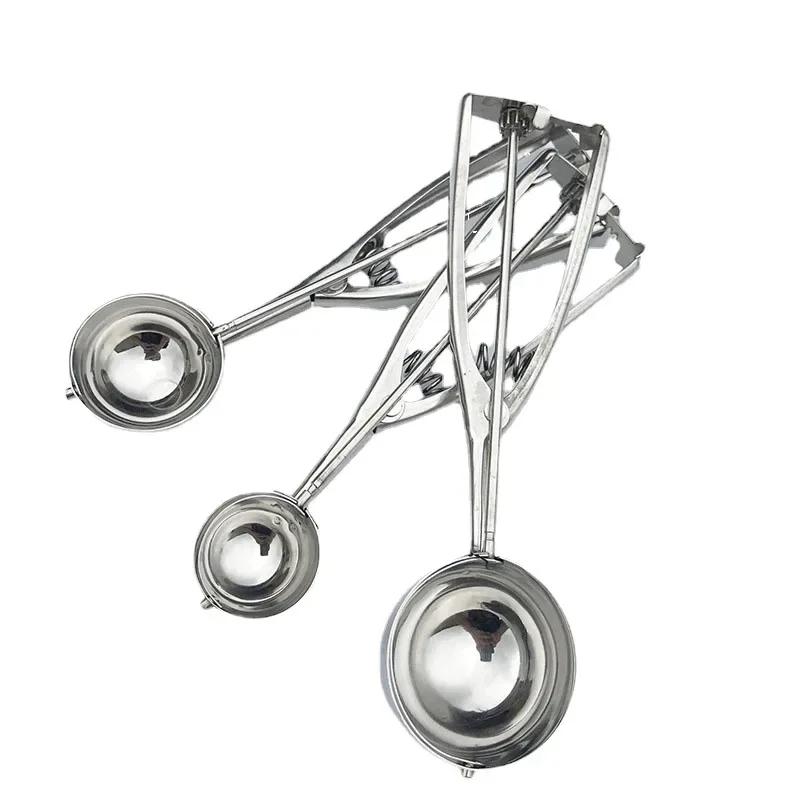 Stainless Steel Spoon Spring Handle Kitchen Stainless Ice Cream Mash Potato Scoop Kitchen Accessories 3 Size for Choos