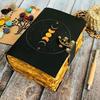 Leather Grimoire Journal - Moon Phases Print, Blank Spell Book, Book of Shadows, Unique Leather Gifts for Him