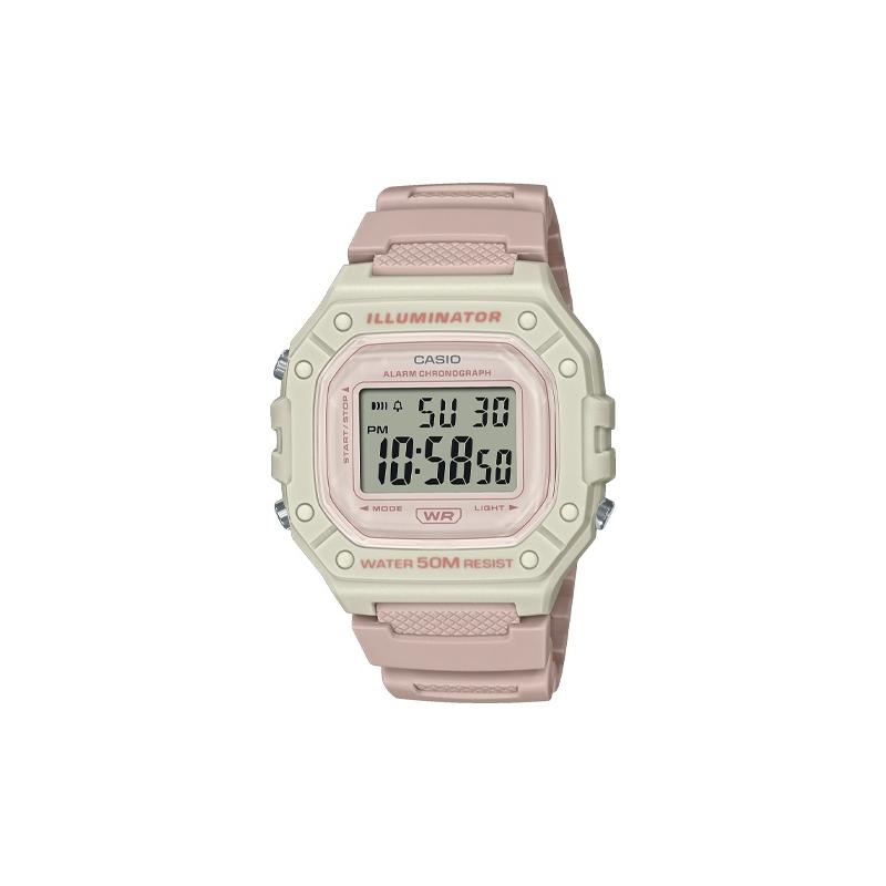 Casio Серия DIGITAL - Квадратный Модный Тренд Спортивные Кварцевые Часы Ремешок из Смолы Японские и Корейские Часы Женские Часы Серый Циферблат W-218HC-4A2V