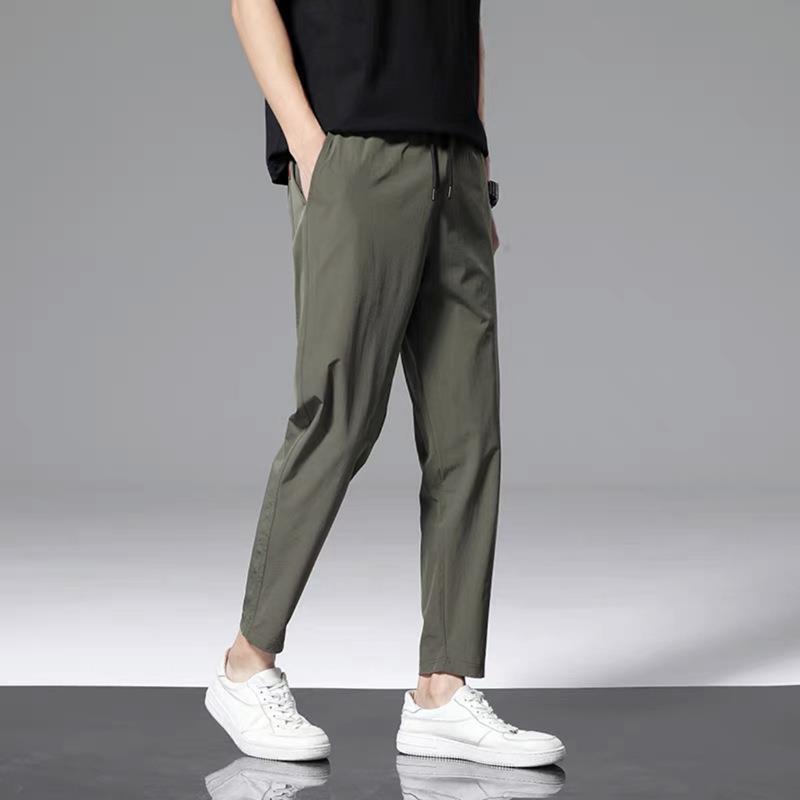 Мужские корейские летние повседневные брюки Ice Silk с широкими штанинами