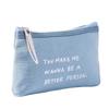 Fashionable Canvas Alphabet Cosmetic Bag Zipper Clutch Modern Minimalist Style Coin Phone Pouch