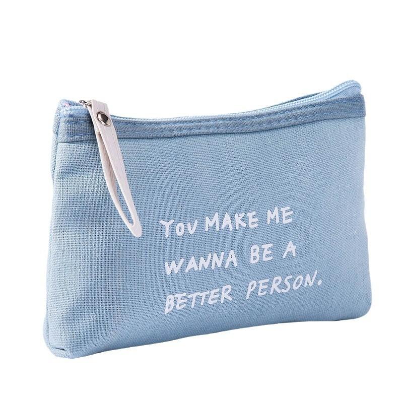 Practical Canvas Alphabet Cosmetic Bag Zipper Hand Clutch Modern Simple Wind Coin Phone Case