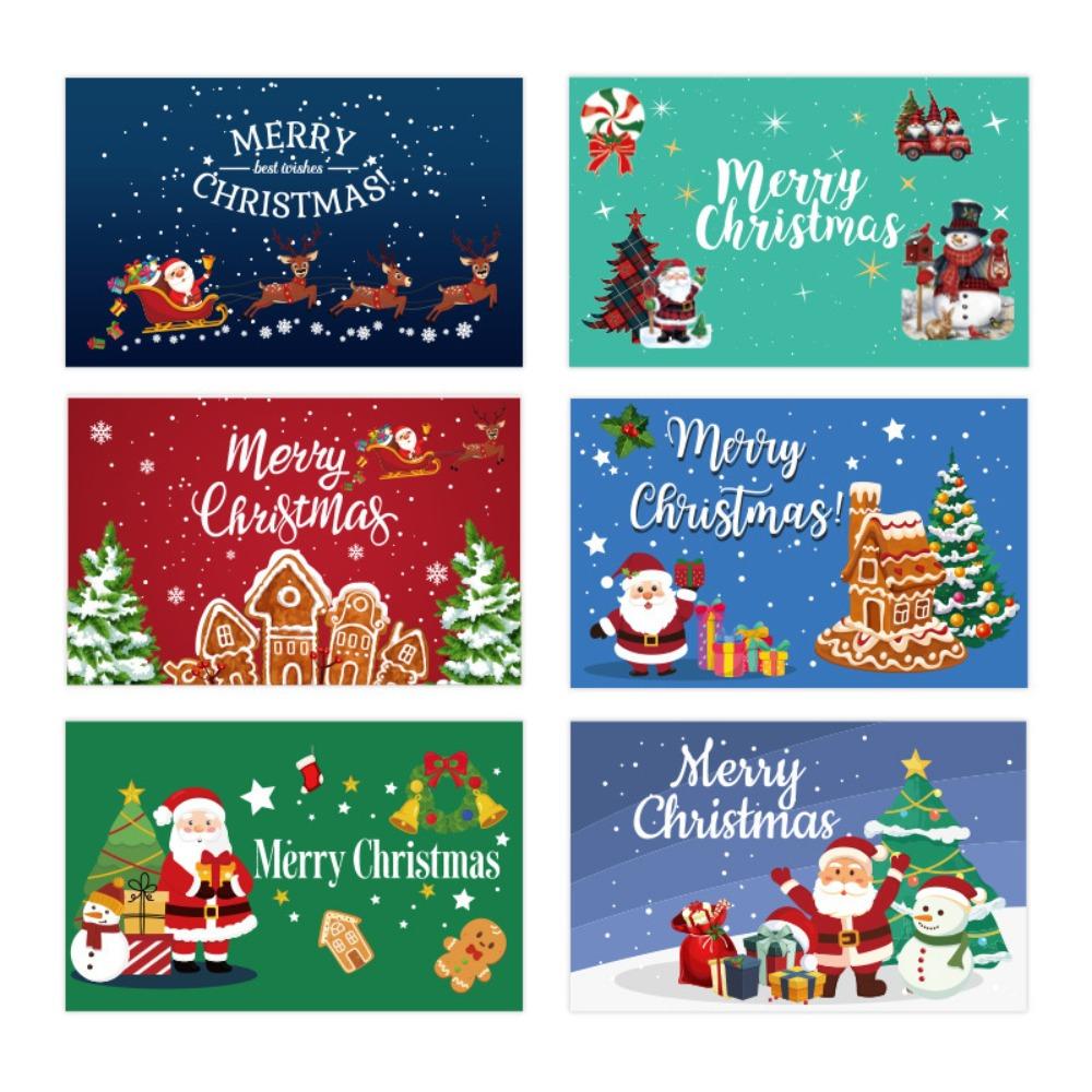 6Pcs Handmade Christmas Greeting Cards with Envelopes Folding Design DIY Xmas Card Cute Exquisite Christmas Gift Card Navidad