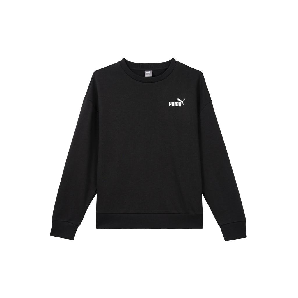 Puma Solid Color Casual Loose Fit Drop Shoulder Long Sleeve Sweatshirt Women Tops Black 682274-01