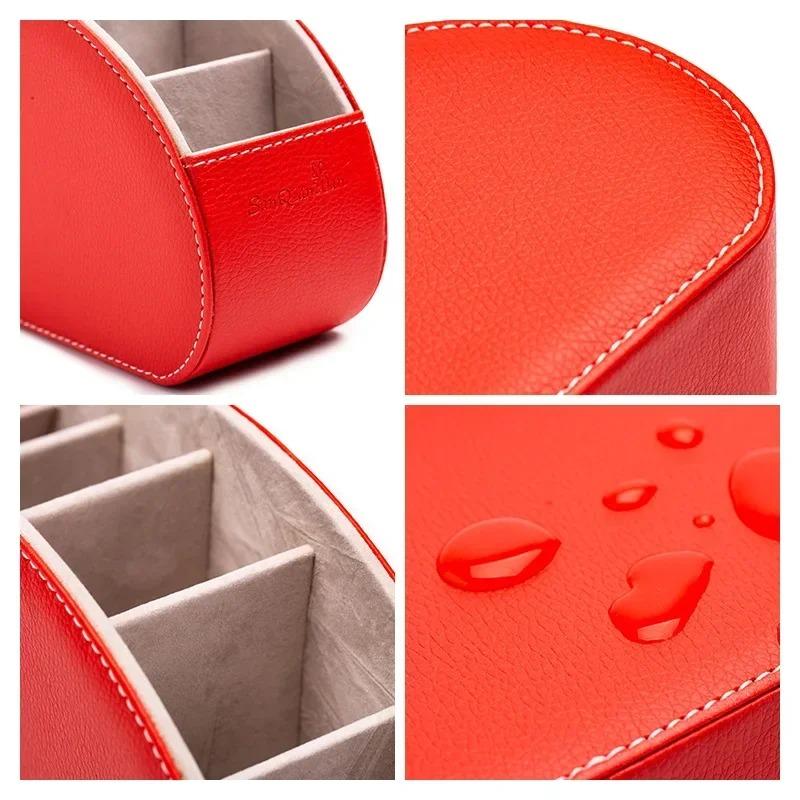 Hot Sale New In 5 Grid Pu Leather Organizer Remote Control Phone And Tv Holder Desk Storage Box Cosmetics Brush