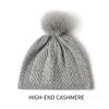 Женская шапка-бини из 100% чистого кашемира однотонная с помпоном вязаная зимняя теплая мягкая удлиненная шапка-чулок аксессуар для холодной погоды