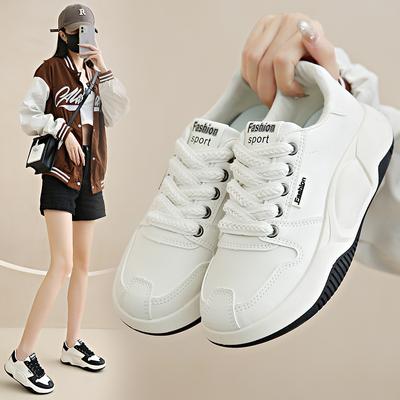 Новые весенние дышащие белые туфли в корейском стиле, женские повседневные туфли с низким берцем, туфли на платформе, туфли на платформе, 6053-1