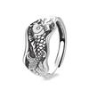 Retro National Style New Literary And Artistic Fanhe Leaf Koi Ring Female Opening Can Adjust Creative Nipples 