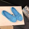 One-pedal Blue Ballet Flat Shoes Women's 2025 New Satin Gentle Bow Round Head Flat Shoes