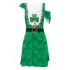 Clover St. Patrick's Day Irregular Sleeve Dress with Digital Print Skirt for Women
