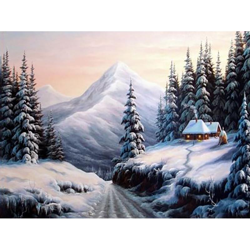 Снежный пейзаж «сделай сам», 5D алмазная живопись, полная круглая дрель, пейзаж, алмазная вышивка, набор для вышивки крестом, настенное искусство, домашний декор, подарок