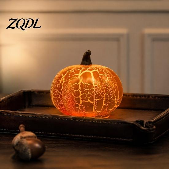 Safe Flameless Pumpkin Lanterns Cute LED Night Light, Rechargeable Touch Lamp for Crackle Texture Kids Nursery, Halloween Tabletop Bedroom Office Warm