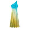 Fashion Style 2024 Summer New Arrival Women's Clothing Design Asymmetric Tie-Dye Satin Long Dress 8247490